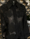 Floral Sheer Organza Shirt For Top