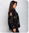 Floral Sheer Organza Shirt For Top