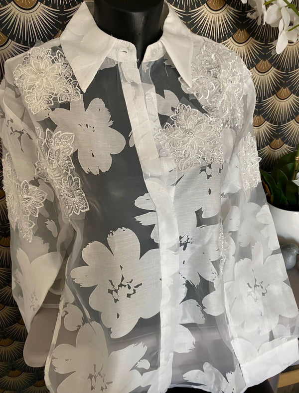 Floral Sheer Organza Shirt