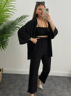 2 Pcs Black  Kimono Co-Ords Set