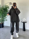 Oversized hoodie with jogger with fleece