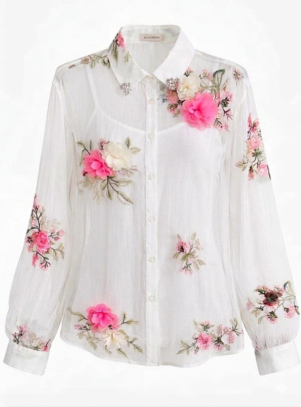 Floral 3d Tencel shirt