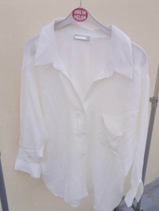 Purple Glossy legging + Viscose Fabric White Shirt - oneinmelon