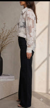 Floral Sheer Organza Shirt For Top