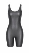 Grey Glossy Short Jumpsuit