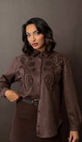 Suede Embroidered shirt