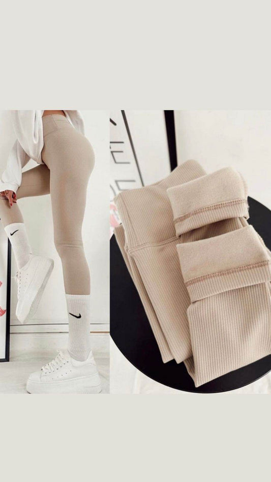 Cream Fleece Leggings - oneinmelon