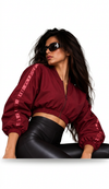 Nylon Drop Shoulder Cropped Jacket for Women