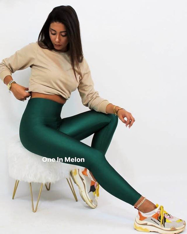 Dark Green Glossy Legging - oneinmelon