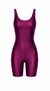 Burgundy Glossy Short Jumpsuit