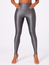 Grey Stirrup Glossy Leggings