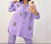 Lavender Co-ord Set Linen Fabric - oneinmelon