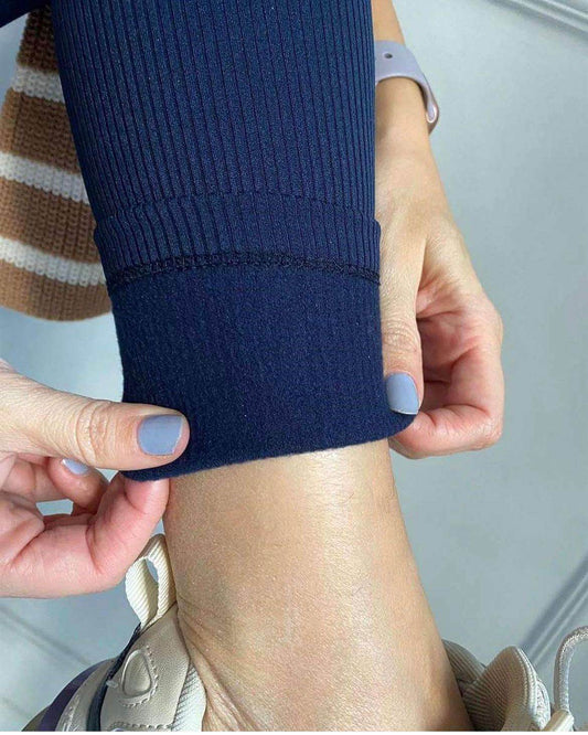 Navy Blue Fleece Leggings - oneinmelon