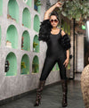 Black Glossy Jumpsuits - oneinmelon