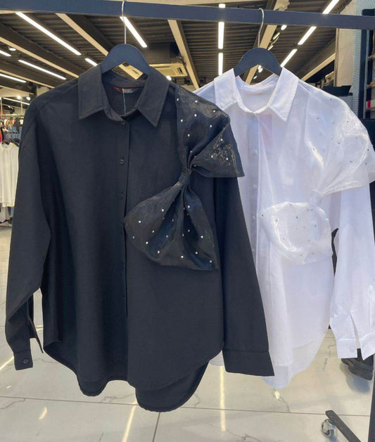 Organza bows with rhinestones Poplin Shirt - oneinmelon