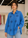 Cotton viscose sequin embellished shirt