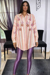 Lavender Glossy legging + Cotton linen shirt one size-with sequin work