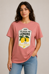 Cotton Printed Oversized T-shirt - Dusty rose