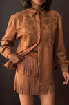 Suede Embroidered shirt