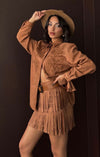 Suede Embroidered shirt
