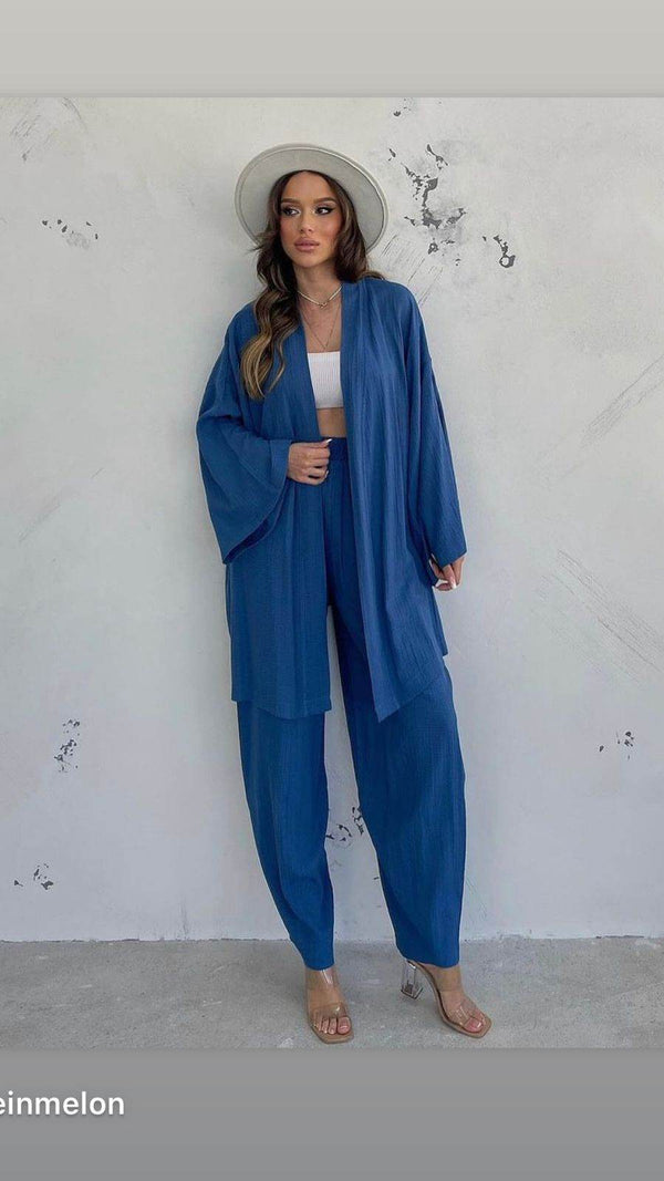 Viscose 2 pc kimono cord set - oneinmelon