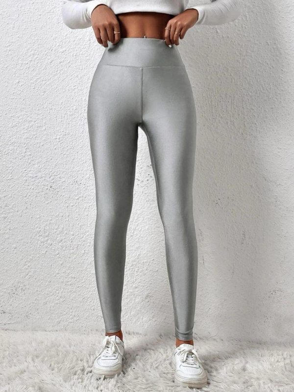 Silver Glossy Leggings