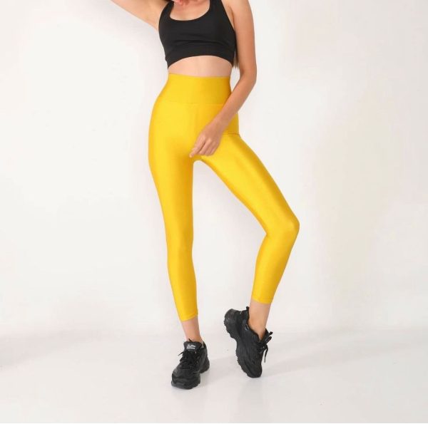 Yellow Glossy Leggings