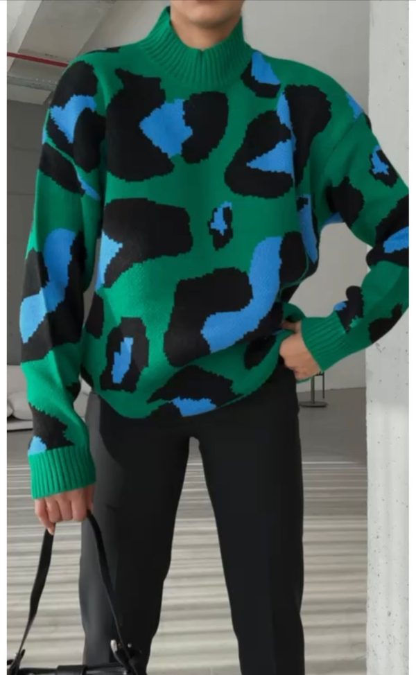 Green Leopard Print Jumper