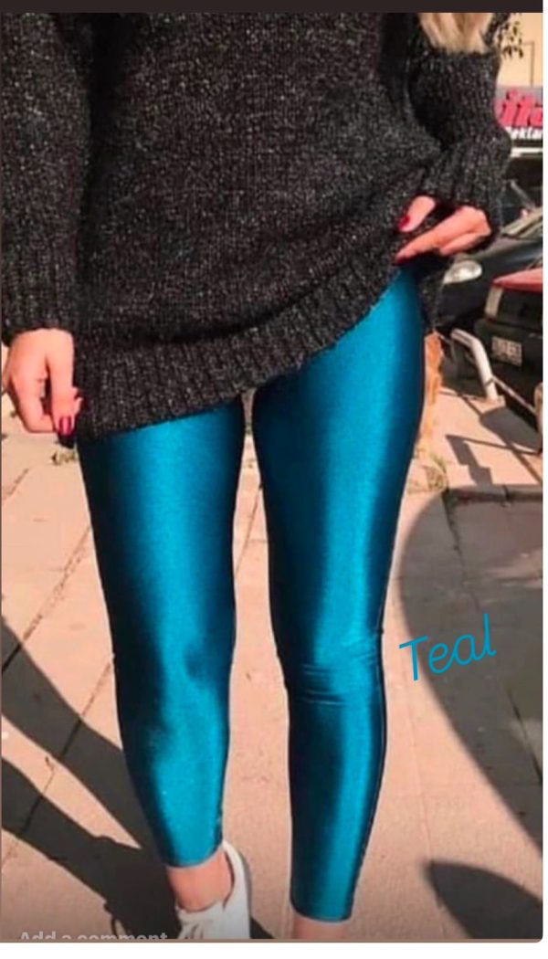 Teal Glossy Leggings