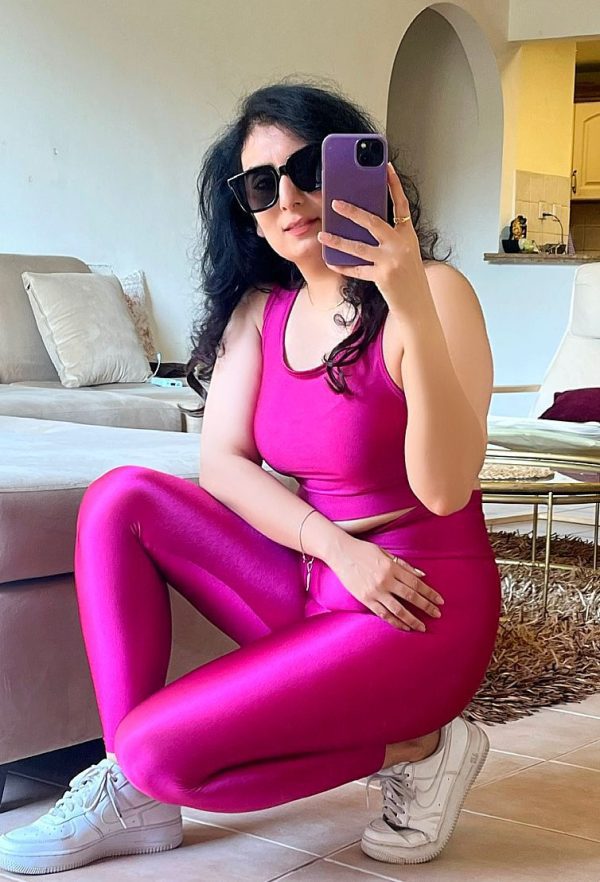 Berry Pink Glossy legging + Tank Top