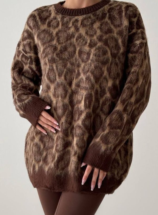 Brown  Leopard Print Jumper- Free Size