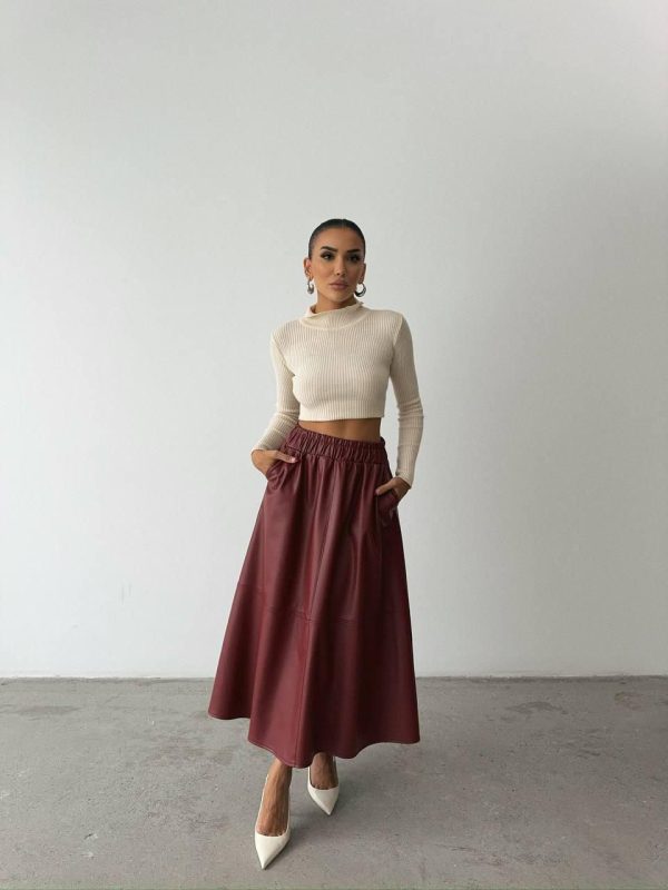 Burgundy Faux leather Skirt