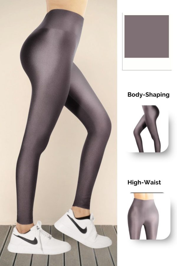 Dark Grey Glossy Leggings