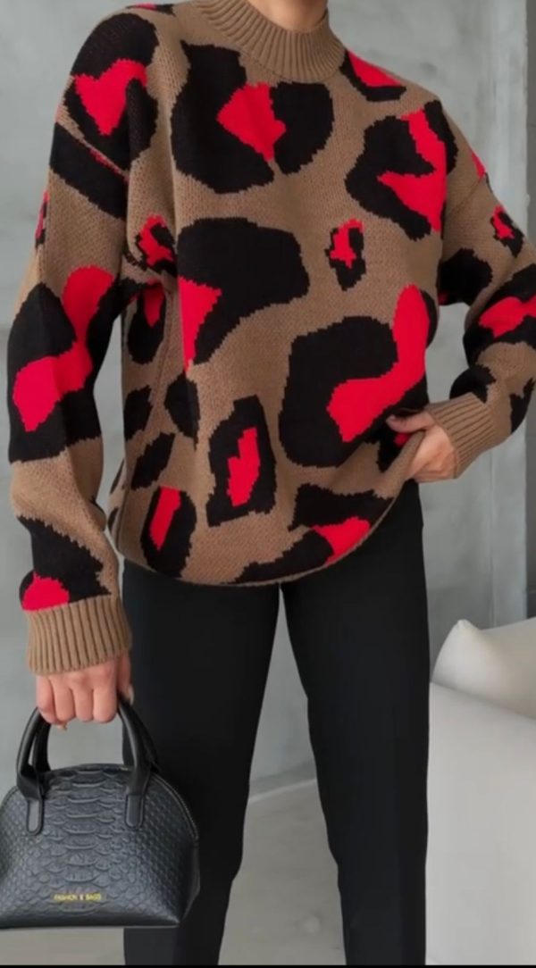 Red Leopard Print Jumper