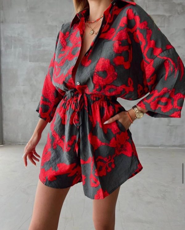 RED PRINT Summer Co-Ord Set