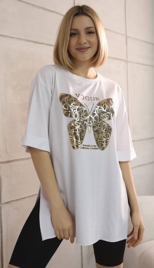 Vogue Foil Butterfly White T-Shirt