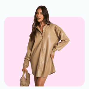 Oversized fleece Faux Leather Shirt