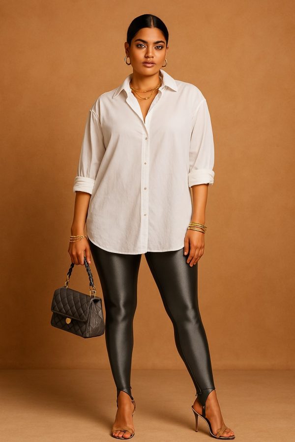 Grey Stirrup Glossy Leggings