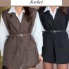 Vest jacket with padded shoulder